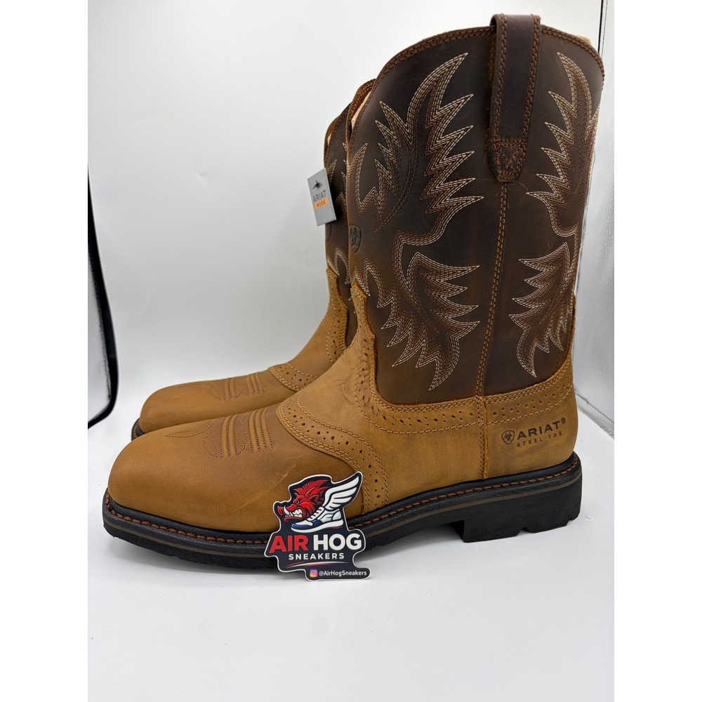 Ariat Sierra Steel Toe Work Boots Aged Bark Wide Square Toe 10010134 Mens 12 EE